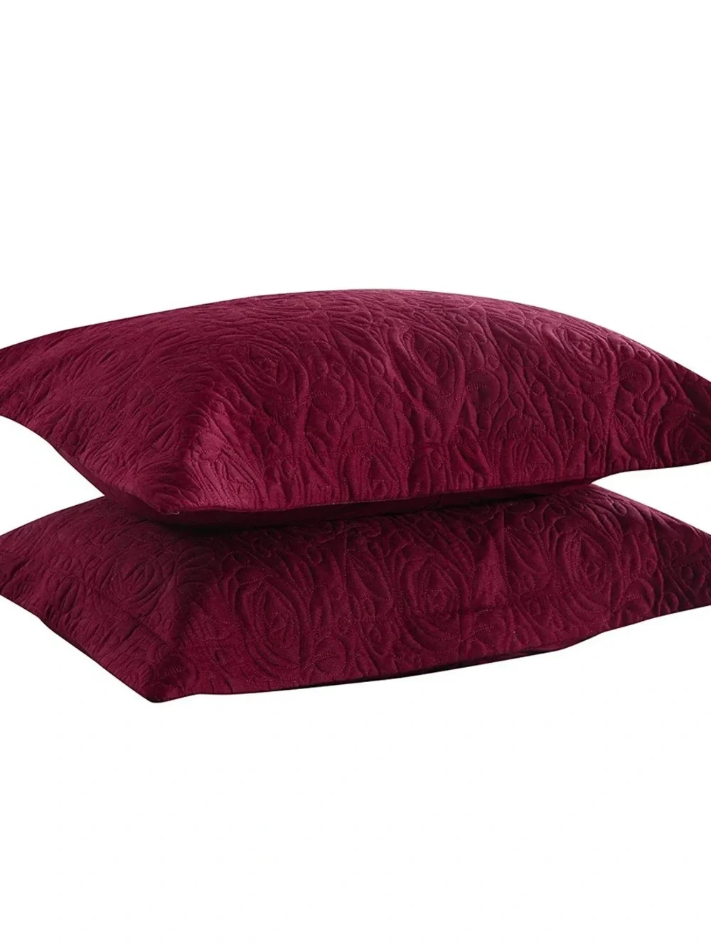 Quilted Pillow Shams in Deep Burgundy